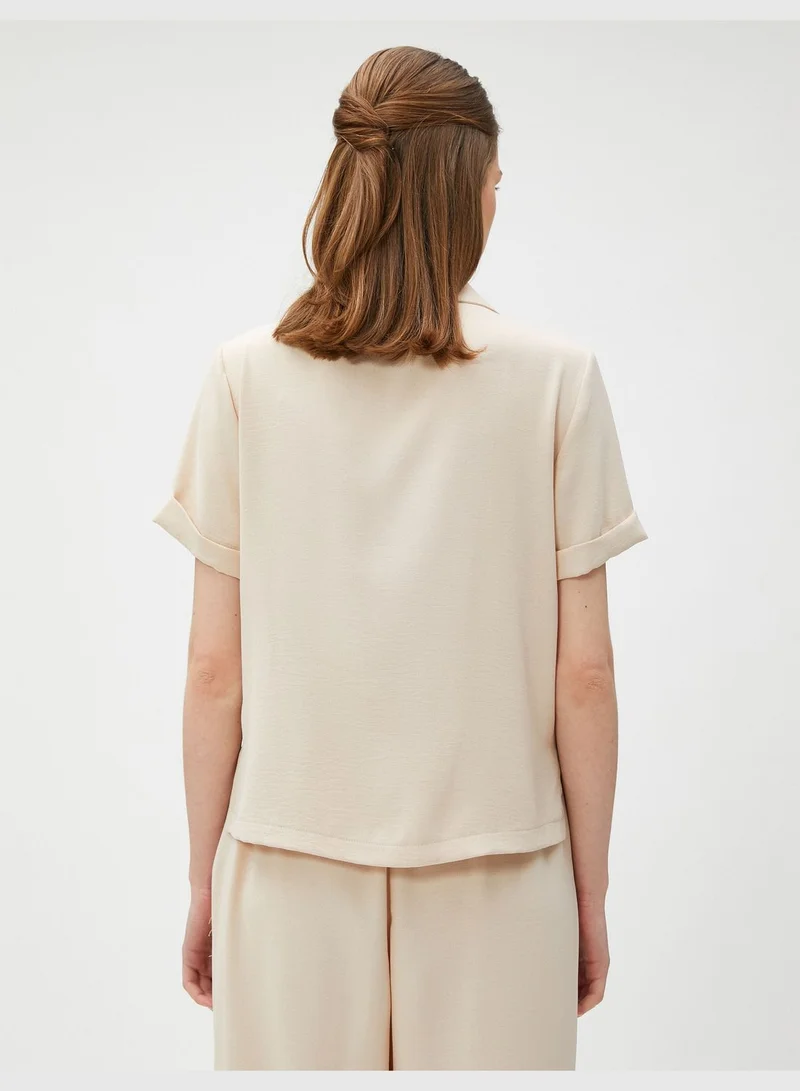 KOTON Short Sleeve Shirt Jacket Neck