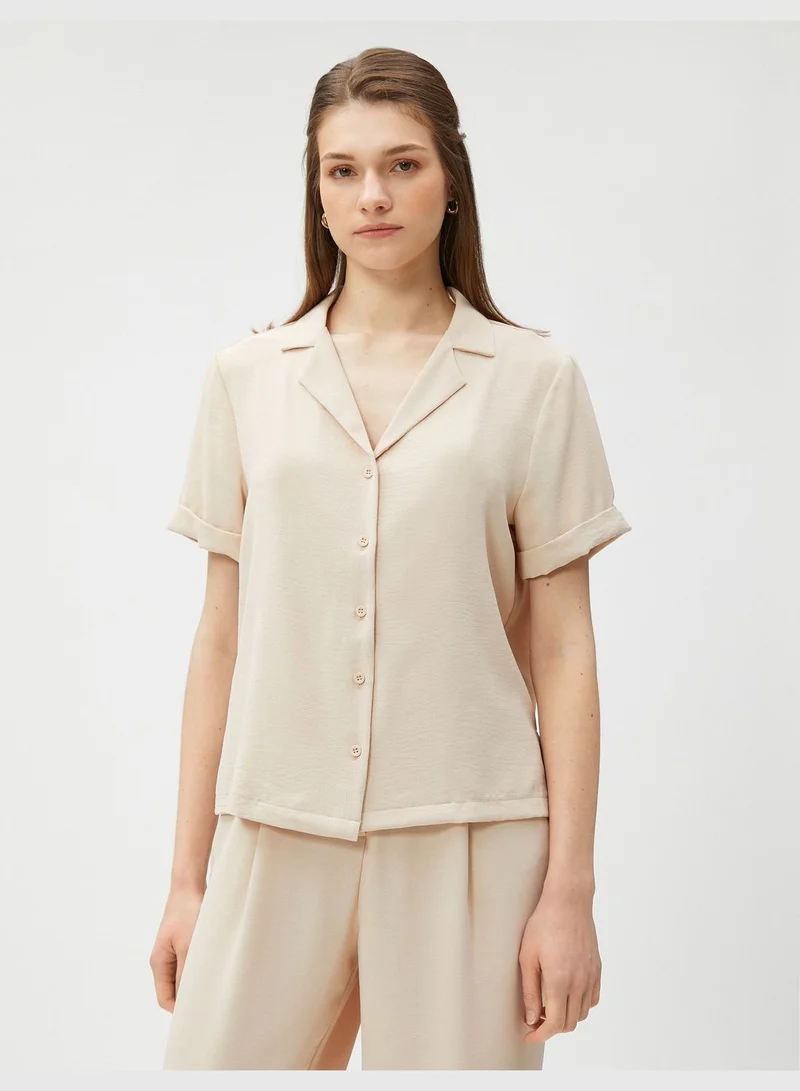 KOTON Short Sleeve Shirt Jacket Neck