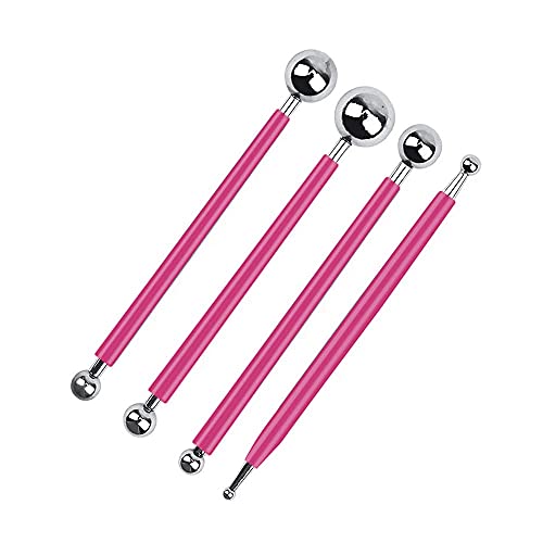 Groupcow 4 x Fondant Cake Decorating Clay Flower Sugarcraft Ball Model DIY Tool 8 Sizes boxs (Pink) - Image 1