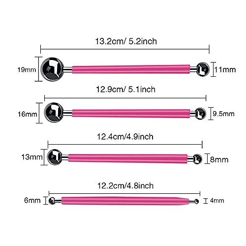 Groupcow 4 x Fondant Cake Decorating Clay Flower Sugarcraft Ball Model DIY Tool 8 Sizes boxs (Pink) - Image 2
