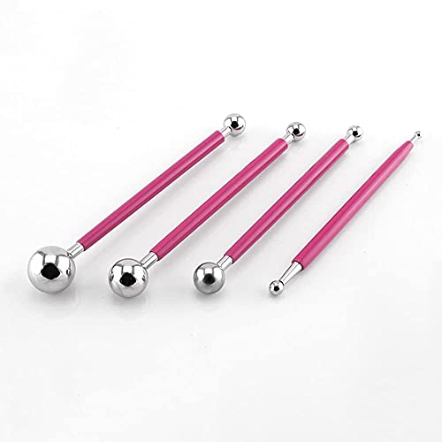 Groupcow 4 x Fondant Cake Decorating Clay Flower Sugarcraft Ball Model DIY Tool 8 Sizes boxs (Pink) - Image 3