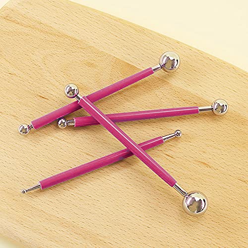 Groupcow 4 x Fondant Cake Decorating Clay Flower Sugarcraft Ball Model DIY Tool 8 Sizes boxs (Pink) - Image 4