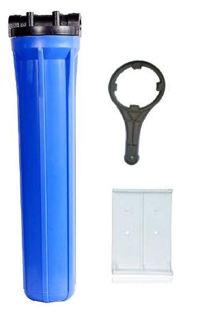 IONIX 20 Inch Slim Housing Pre-Filter For Commercial And Domestic Water Purifier | Usage Up To 300 Liters Per Day (1 Inlet Outlet, Only Housing, Spanner, Plate) Sedimentation, Blue) - Image 1