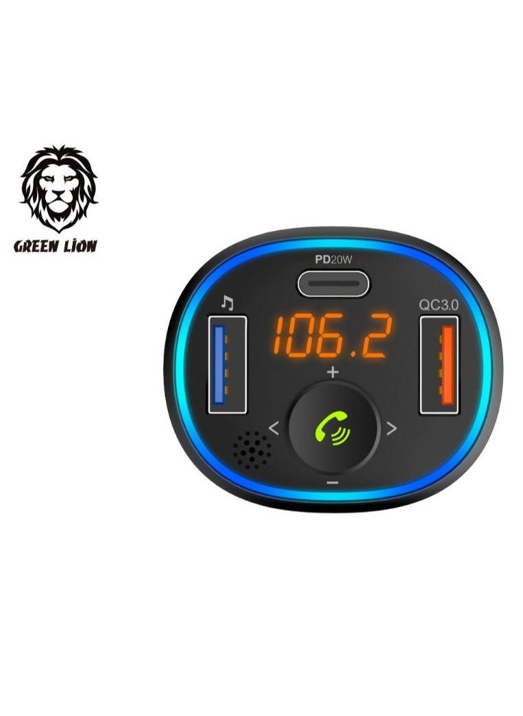 GREEN LION Wireless Hands-Free Car Kit with Built-In FM Transmitter (QC3.0 + PD 20W ) 38W, Premium Quality Design Compatible with Siri and Google Assistant - Black  - Image 4
