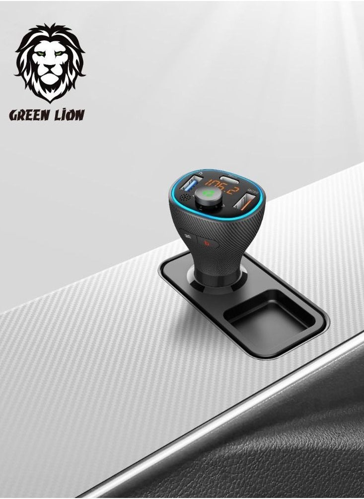 GREEN LION Wireless Hands-Free Car Kit with Built-In FM Transmitter (QC3.0 + PD 20W ) 38W, Premium Quality Design Compatible with Siri and Google Assistant - Black  - Image 5
