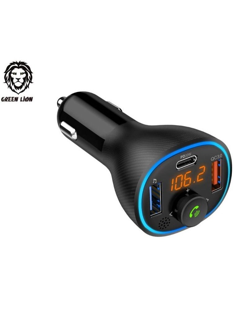 GREEN LION Wireless Hands-Free Car Kit with Built-In FM Transmitter (QC3.0 + PD 20W ) 38W, Premium Quality Design Compatible with Siri and Google Assistant - Black  - Image 3