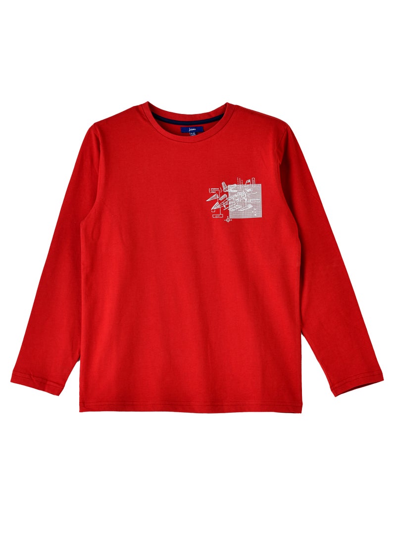 JAM Boys Red Long Sleeve Graphic T-Shirt  - Image 1