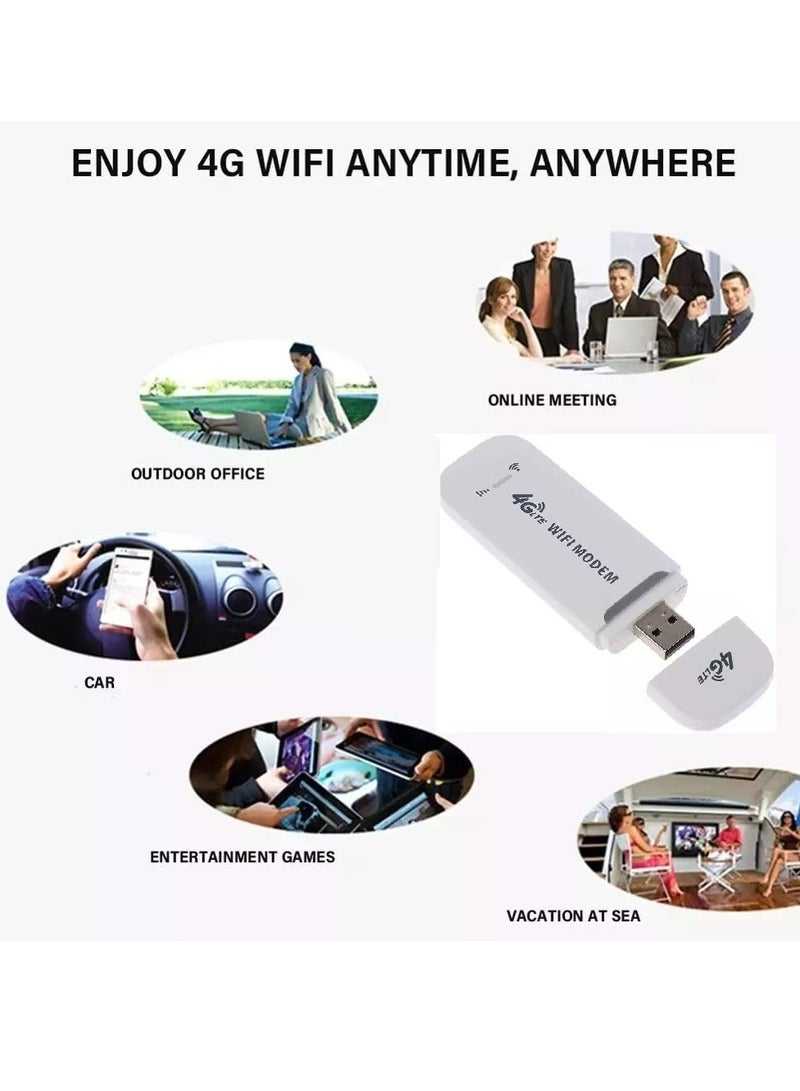 مودم لاسلكي محمول عالي السرعة 4G - دونجل واي فاي 4G بسرعة 150 ميجابت في الثانية، يدعم جميع بطاقات SIM، جهاز توجيه واي فاي، يتصل بما يصل إلى 10 أجهزة جهاز نقطة اتصال واي فاي - Image 3