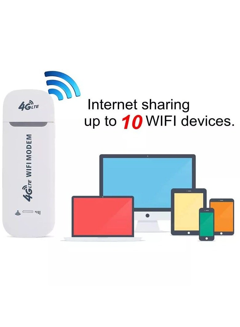 مودم لاسلكي محمول عالي السرعة 4G - دونجل واي فاي 4G بسرعة 150 ميجابت في الثانية، يدعم جميع بطاقات SIM، جهاز توجيه واي فاي، يتصل بما يصل إلى 10 أجهزة جهاز نقطة اتصال واي فاي - Image 5