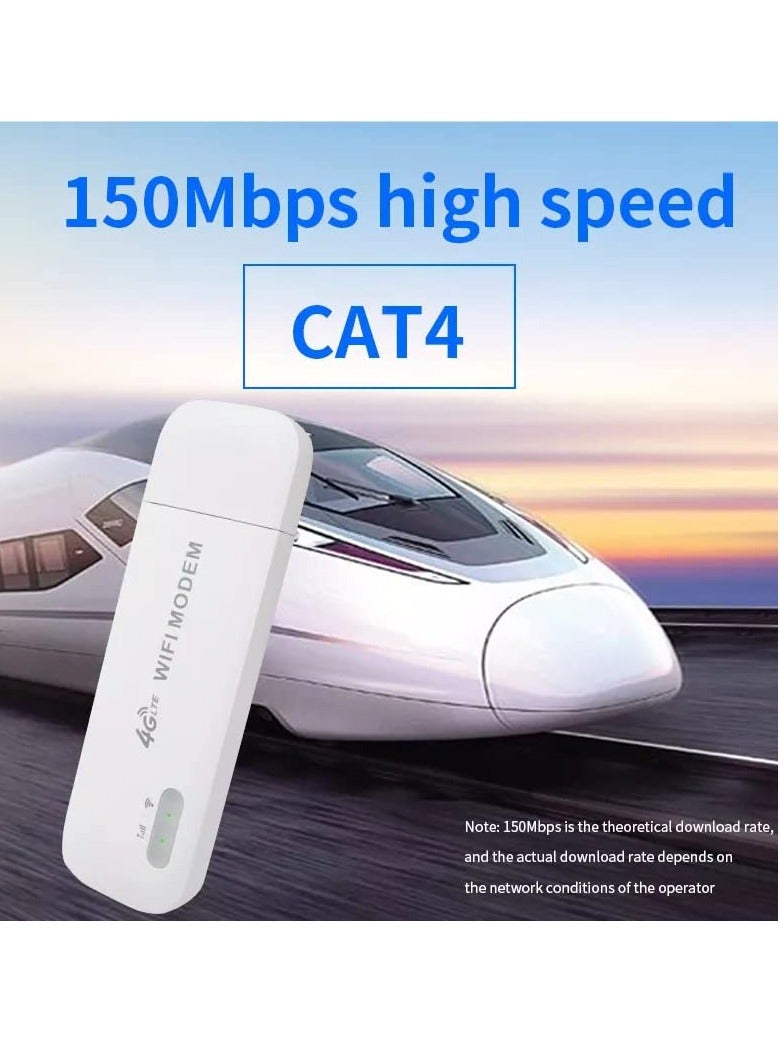 مودم لاسلكي محمول عالي السرعة 4G - دونجل واي فاي 4G بسرعة 150 ميجابت في الثانية، يدعم جميع بطاقات SIM، جهاز توجيه واي فاي، يتصل بما يصل إلى 10 أجهزة جهاز نقطة اتصال واي فاي - Image 4