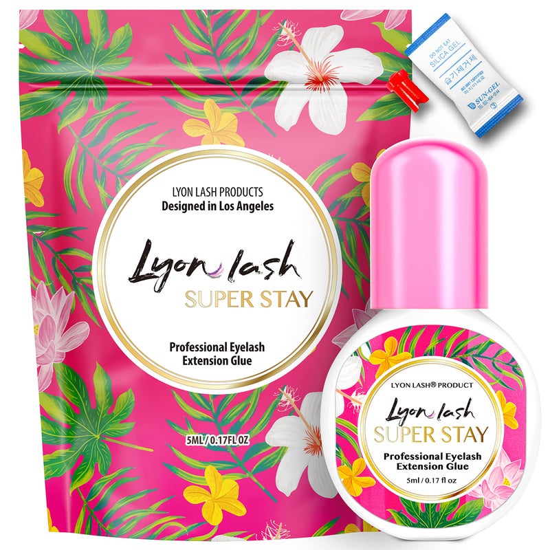 Lyon lash غراء تمديد الرموش ليون لاش سوبر ستاي 5 مل | وقت جفاف 0.5 ثانية | احتفاظ يصل إلى 8 أسابيع | لوازم لاصقة سوداء للاستخدام المهني - Image 1