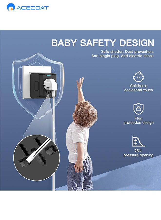 ايسكوت - محول السفر العالمي، محول قابس السفر الدولي مع 1 USB C ومنفذي USB، الكل في واحد محول توصيل عالمي، محول قابس عالمي من المملكة المتحدة إلى أوروبا للاتحاد الأوروبي والولايات المتحدة الأمريكية وأستراليا - Image 1