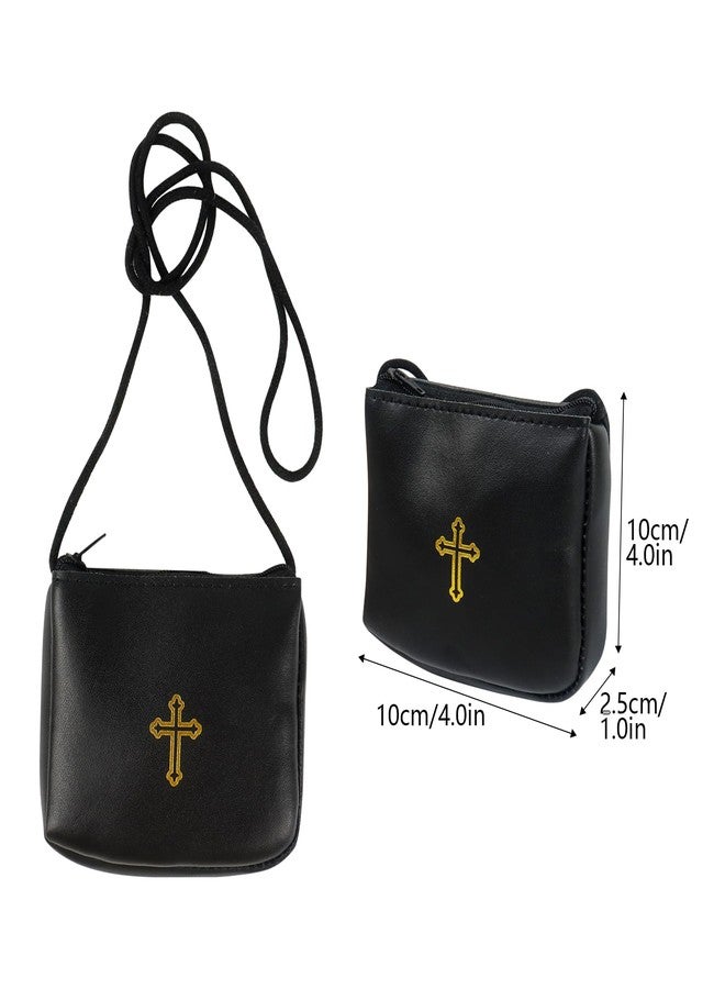 Klmnop Communion Burse for Pyx, Leather Burse with Strap for Communion Host Priests Deacons(Black) - Image 3