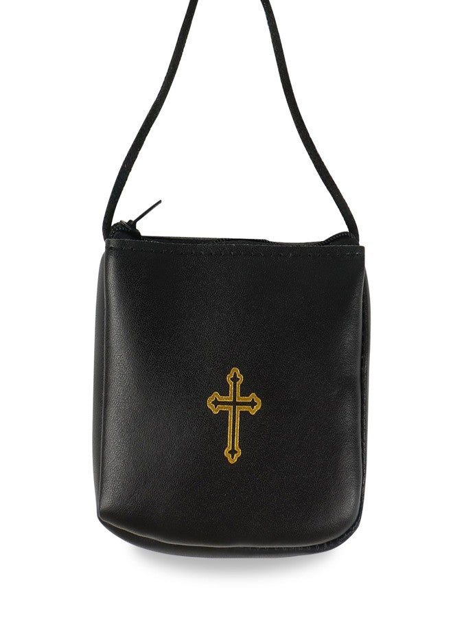Klmnop Communion Burse for Pyx, Leather Burse with Strap for Communion Host Priests Deacons(Black) - Image 5