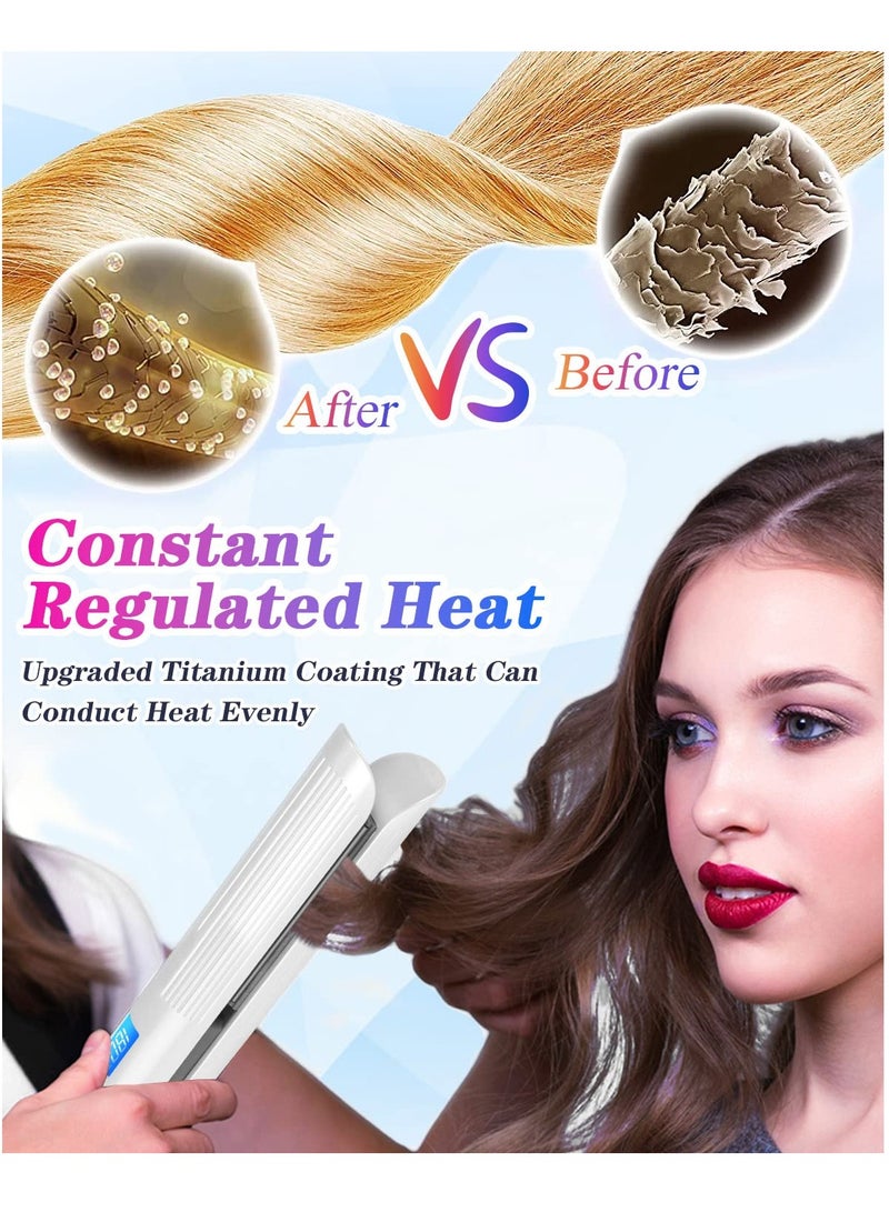 Zikra مكواة شعر محمولة، 5000 مللي أمبير قابلة للشحن عبر USB، مكواة شعر لاسلكية ومجعدة 2 في 1 مع 8 مستويات لدرجة الحرارة القابلة للتعديل ومكواة سيراميك غير قابلة للانزلاق (بيضاء) - Image 3