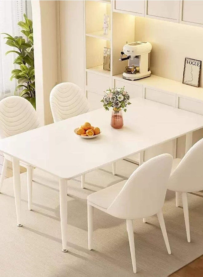Raffine Modern White Dining Table Set with 4 Chairs, Minimalist Rectangular Kitchen & Dining Furniture Set, Stylish Home Dining Table with Comfortable Seating for Family Use. - Image 1