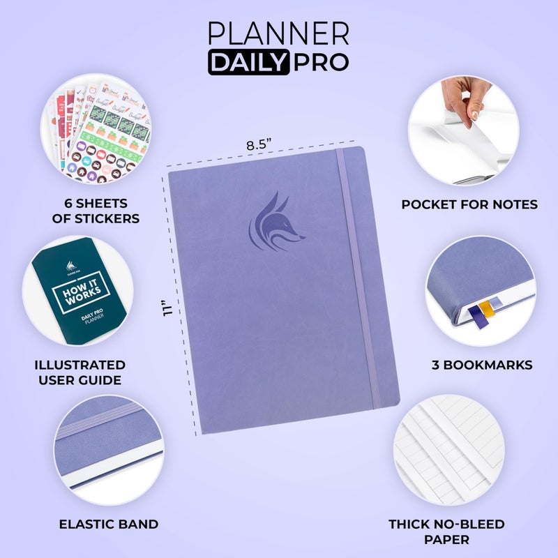 Clever Fox Planner Daily PRO - 8.5 x 11" A4 Size Daily Life Planner and Gratitude Journal to Increase Productivity, Time Management and Hit Your Goals - Undated - Lasts 3 Months (Lavender) - Image 2