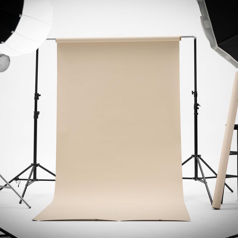 Kate Seamless Paper Backdrop Beige Cream Paper Backdrop for Photoshoot (86''x32.8' Ivorine) - Image 2