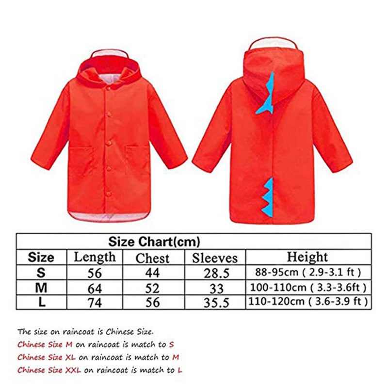 Children's raincoat girls boys kindergarten students children children spring and autumn 2-6 years old baby cartoon dinosaur poncho red - Image 4