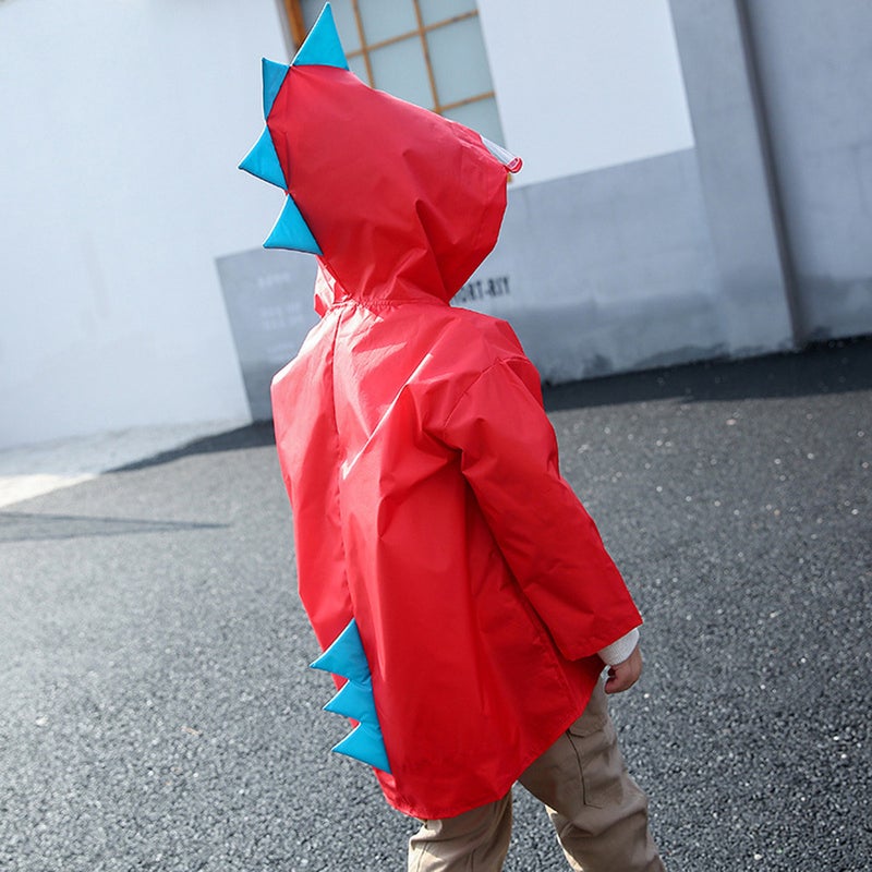 Children's raincoat girls boys kindergarten students children children spring and autumn 2-6 years old baby cartoon dinosaur poncho red - Image 5