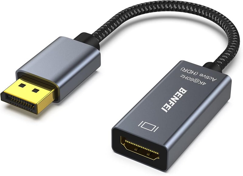 Benfei محول Active DisplayPort إلى HDMI بدقة 4K@60Hz، متوافق مع الكمبيوتر الشخصي، اللابتوبات، أجهزة الكمبيوتر المكتبية، الأجهزة اللوحية، أو محطات إرساء DisplayPort، يدعم Eyefinity للألعاب متعددة الشاشات - Image 1