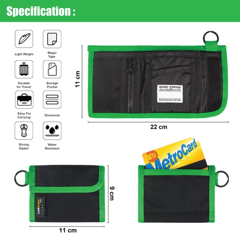 RE ROUGH ENOUGH Rough Enough Kids Wallet for Boys Teen with Neck Laryard Keychain Key Ring Cordura Black - Image 5