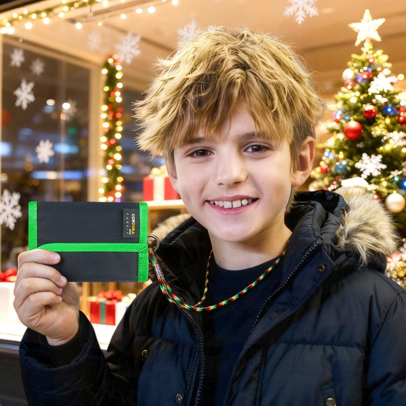 RE ROUGH ENOUGH Rough Enough Kids Wallet for Boys Teen with Neck Laryard Keychain Key Ring Cordura Black - Image 2