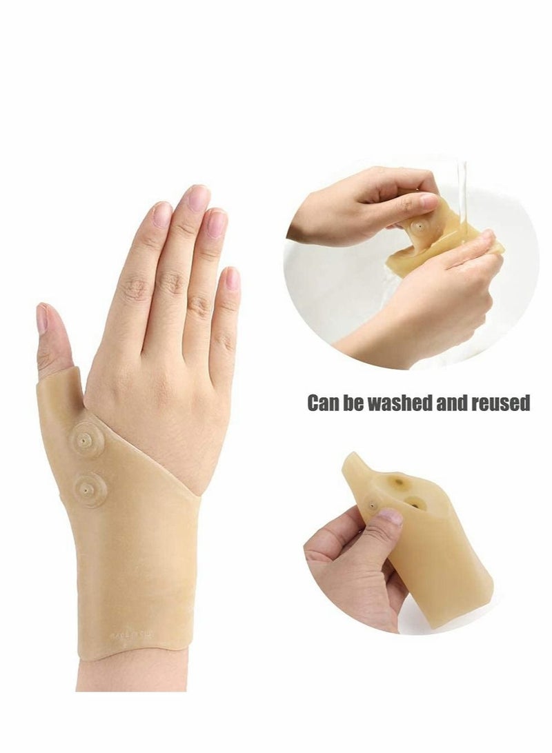 KASTWAVE Thumb Wrist Support Brace, 2 PCS Elastic Gel Arthritis Fingerless Glove with Magnetotherapy,Waterproof Wrist Compression Sleeve Splint for Sprained,Tendonitis,Carpal Tunnel Hand Joint Pain Relief - Image 4