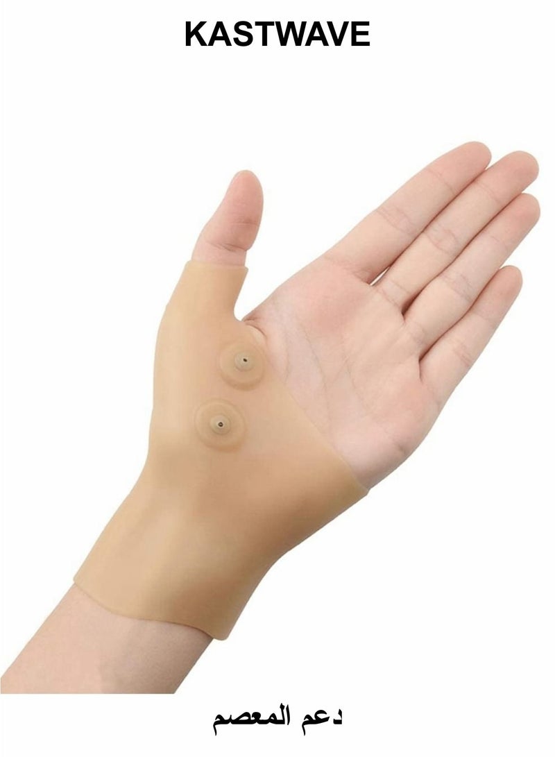 KASTWAVE Thumb Wrist Support Brace, 2 PCS Elastic Gel Arthritis Fingerless Glove with Magnetotherapy,Waterproof Wrist Compression Sleeve Splint for Sprained,Tendonitis,Carpal Tunnel Hand Joint Pain Relief - Image 1