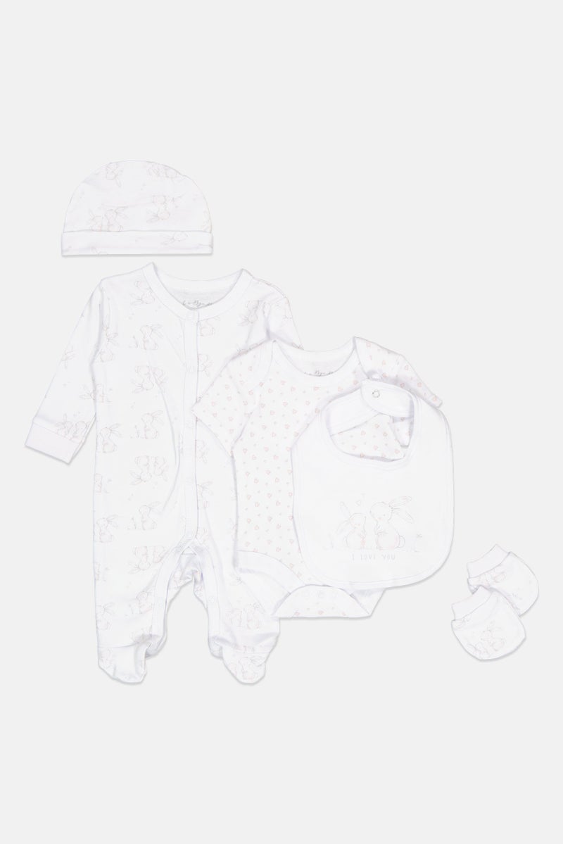 Rock-A-Bye Baby Boutique Toddlers Boy 5 pcs Graphic Print Bodysuit Gift Set, Multicolor  - Image 3