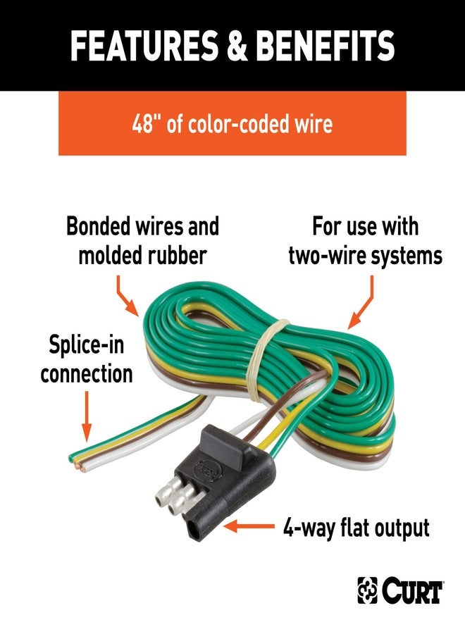 CURT 58348 Trailer-Side 4-Pin Flat Wiring Harness with 48-Inch Wires - Image 2