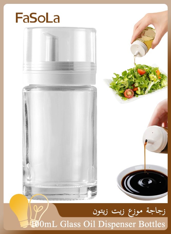 فاصولا زجاجات زجاجية صغيرة لتوزيع الزيت والخل - 100 مل - مانعة للتسرب، مثالية للاستخدام في المطبخ - Image 1