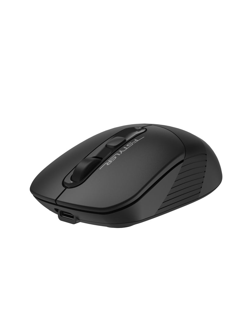 A4TECH Dual Mode Rechargeable Wireless/Bluetooth Mouse With Silent Click FB10CS, Built-in Rechargeable Li-Battery With Type-C Charging Cable, For Windows / Mac / Chrome OS / Android, Black  - Image 3