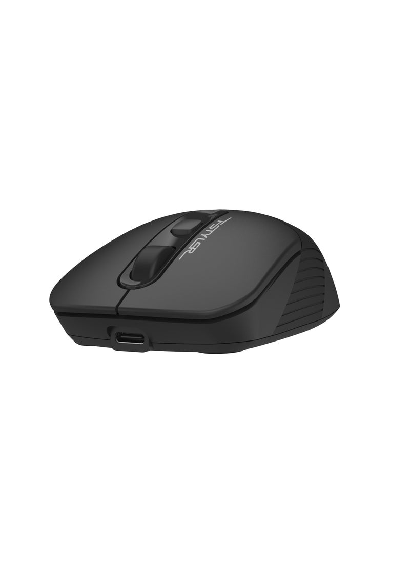 Dual Mode Rechargeable Wireless/Bluetooth Mouse With Silent Click FB10CS, Built-in Rechargeable Li-Battery With Type-C Charging Cable, For Windows / Mac / Chrome OS / Android, Black