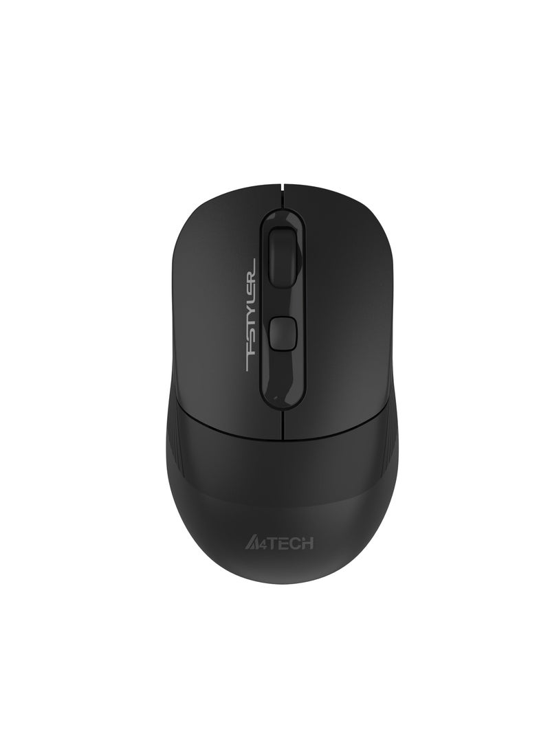 A4TECH Dual Mode Rechargeable Wireless/Bluetooth Mouse With Silent Click FB10CS, Built-in Rechargeable Li-Battery With Type-C Charging Cable, For Windows / Mac / Chrome OS / Android, Black  - Image 2