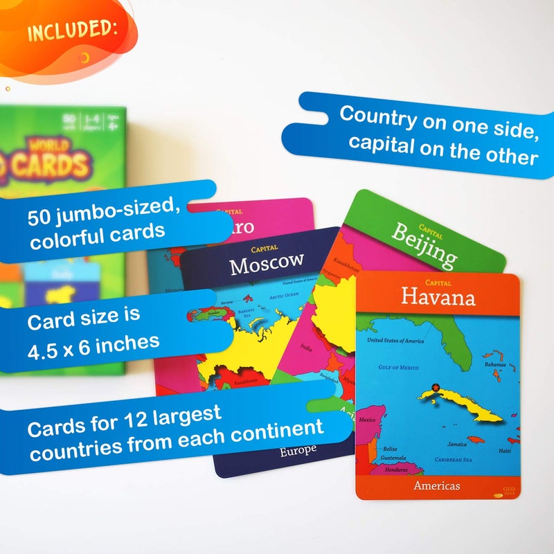 Geotoys GeoCards, World Flash Cards Geography Game, Kid Card Games for Families, Home, School & Travel - Countries and Capitals Flash Cards - Fun Kid Games Ages 4 and Up - Image 5