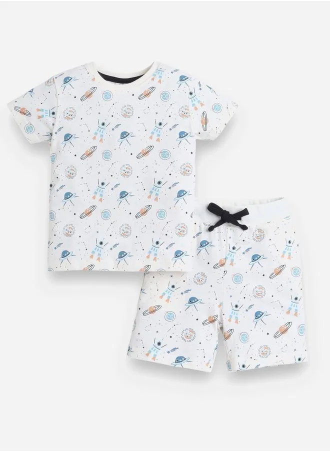 فكتور اند جين All-Over Printed Cotton T-Shirt and Shorts Set