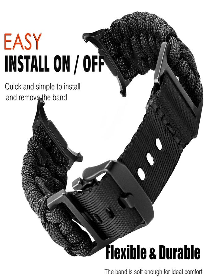Abanen Nylon Braided Watch Band for Samsung Galaxy Watch 8 40mm 44mm,Paracord Strap with Adjustable Safety Buckle for Galaxy Watch 8 Classic 46mm (Black) - Image 5