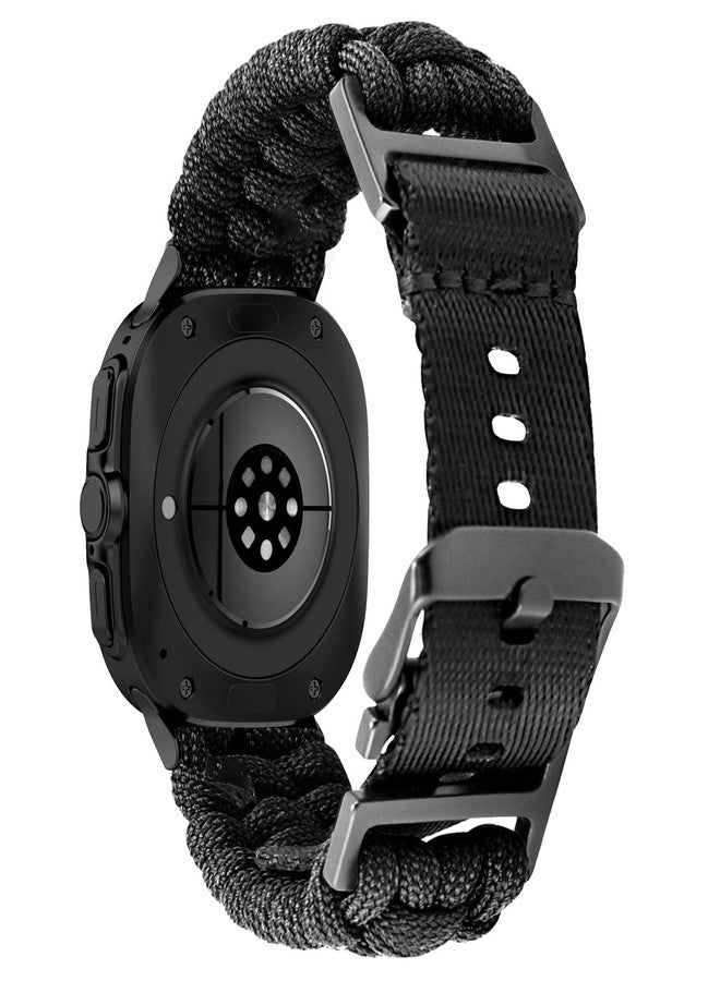 Abanen Nylon Braided Watch Band for Samsung Galaxy Watch 8 40mm 44mm,Paracord Strap with Adjustable Safety Buckle for Galaxy Watch 8 Classic 46mm (Black) - Image 4