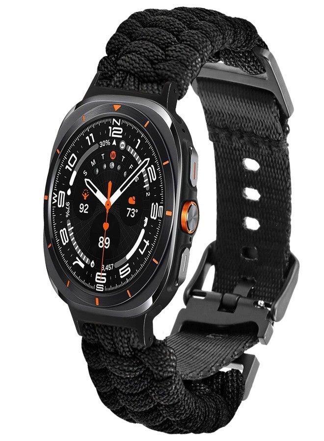 Abanen Nylon Braided Watch Band for Samsung Galaxy Watch 8 40mm 44mm,Paracord Strap with Adjustable Safety Buckle for Galaxy Watch 8 Classic 46mm (Black) - Image 3