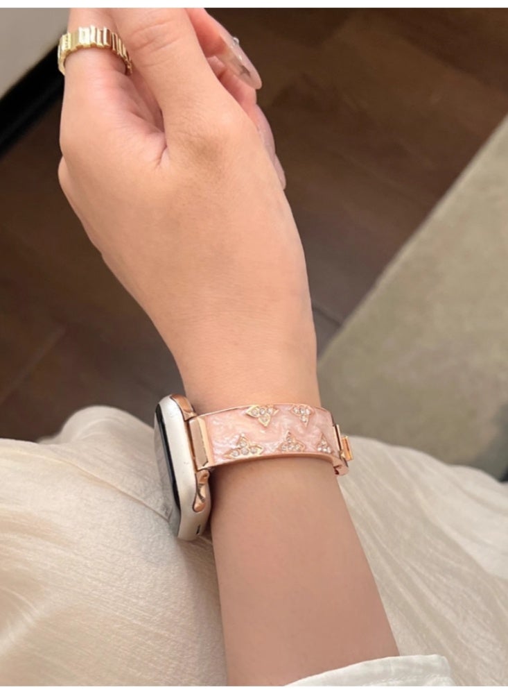 Luxurious Diamond-Embellished Gold Metal iWatch Band in Rose Gold for 7/8/9 Gen 【41MM】 - Image 5