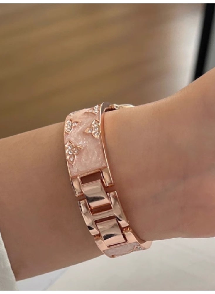 Luxurious Diamond-Embellished Gold Metal iWatch Band in Rose Gold for 7/8/9 Gen 【41MM】 - Image 4