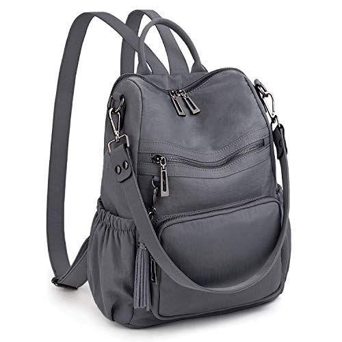 UTO Women Backpack Purse Nylon Fabric Ladies Fashion Designer Rucksack Convertible Travel Shoulder Bag with Tassel Grey - Image 1