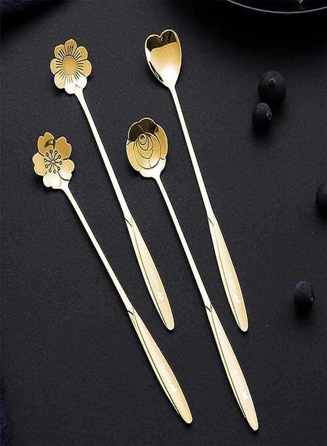 BKSMD Golden Spoon Set/Coffee Flower Shape Coffee Spoon Stainless Steel Gold Spoon Spoon/Cutlery Kitchen Tableware - Image 4