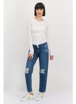 NIA Women Plain Long Sleeve Top, White  - Image 4