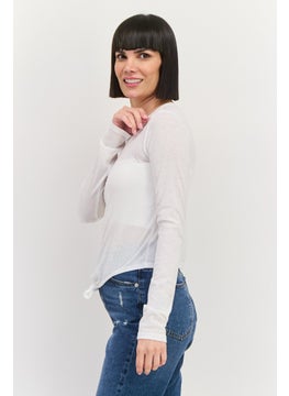 NIA Women Plain Long Sleeve Top, White  - Image 2
