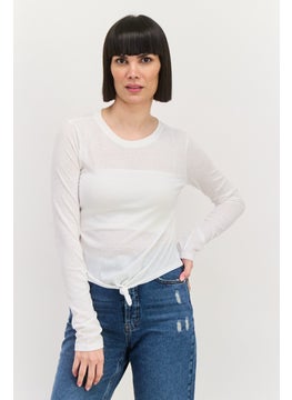 NIA Women Plain Long Sleeve Top, White  - Image 1