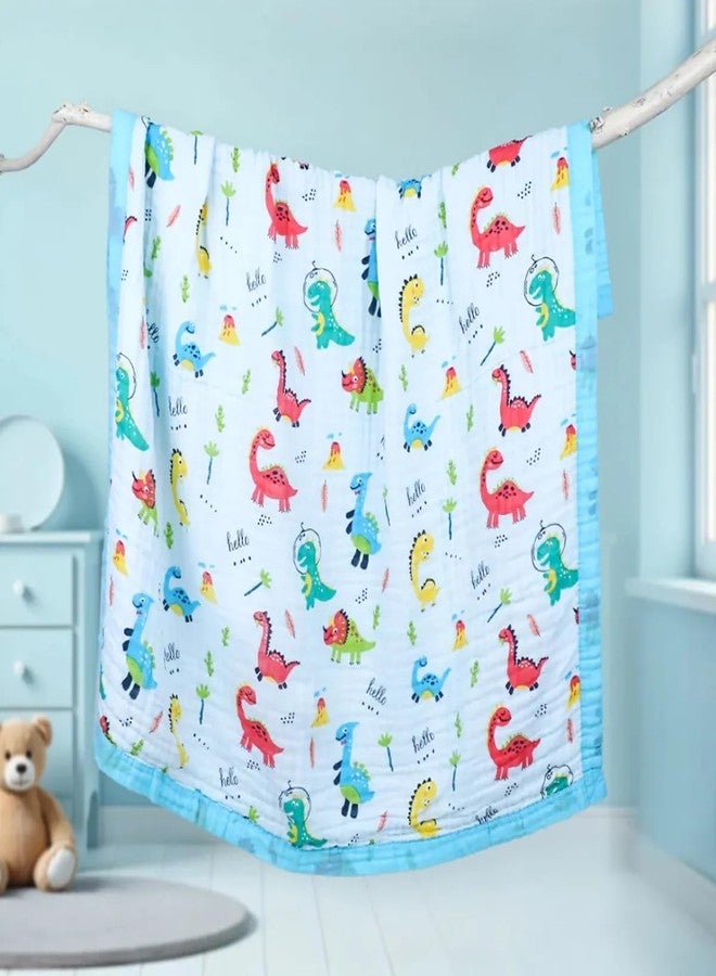 Tiny Treasures 100% Organic Cotton 6-Layer Muslin Baby Blanket (100x110 cm) is Super Soft, Breathable, Gentle on Baby's Skin. Perfect for Comfort, Warmth, Everyday use. Includes 1 Blanket (Sky Blue) - Image 1