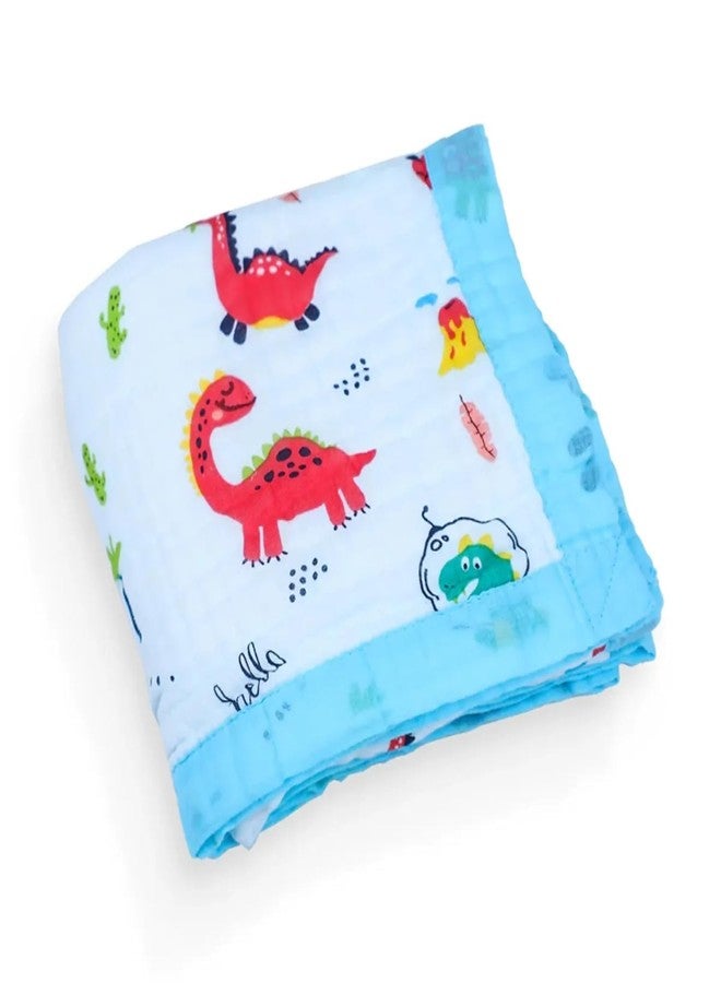 Tiny Treasures 100% Organic Cotton 6-Layer Muslin Baby Blanket (100x110 cm) is Super Soft, Breathable, Gentle on Baby's Skin. Perfect for Comfort, Warmth, Everyday use. Includes 1 Blanket (Sky Blue) - Image 2