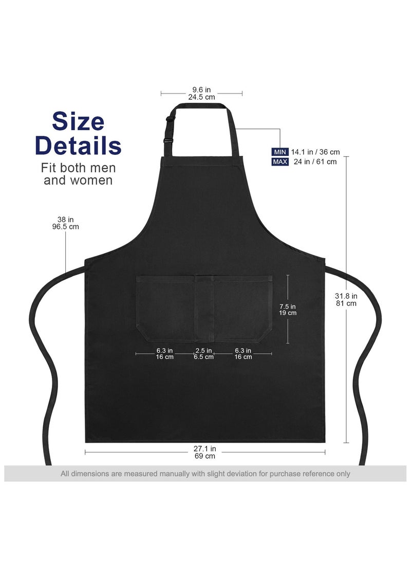 أبليف مجموعة من 2 مريلة للنساء والرجال مع جيبين قابلين للتعديل، مريلة مطبخ الشيف، مريلة الشواء، مريلة مطعم للطبخ والخبز والبستنة باللون الأسود - Image 4